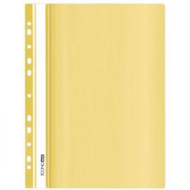 Скоросшиватель А-4 Economix с перф. на 11 отверстий фактура глянец желтый пастель