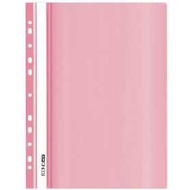 Скоросшиватель А-4 Economix с перф. на 11 отверстий фактура глянец розовый пастель