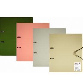 Папка пластикова А-4 2 кільця, торець 25мм, кишеня Optima смуга асорті