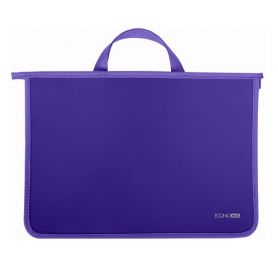 Портфель пластиковый А-4 2отд. на молнии, тканевые ручки, фиолетовый Economix