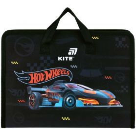 Портфель пластиковый А-4 1отд. на молнии, тканевые ручки Hot Wheels Kite