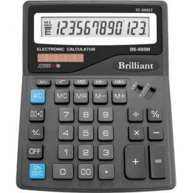 Калькулятор Brilliant 12р бухг. 2эл.живлення, чорний 205х158х15мм