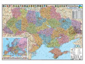 Карта Украины Администр. деления М1:850 000 160х110см картон/лак/планки Новая