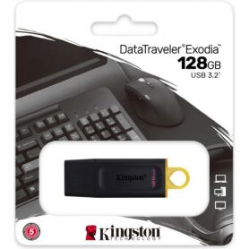 Модуль Flash 128Gb Kingston DT USB 3.2 Exodia пластик, черно - желтый Модуль Flash 128Gb Kingston DT USB 3.2 Exodia пластик, черно - желтый