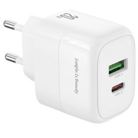 Зарядка мережева XO L137, 1xUSB Type-C 20Вт, 1хUSB-A 18Вт