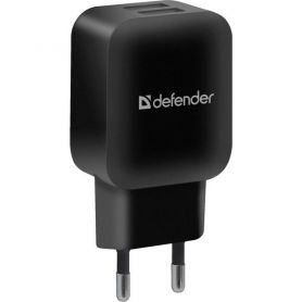Зарядка мережева Defender EPA-13 чорна, 2xUSB, 5V / 2.1А, пакет