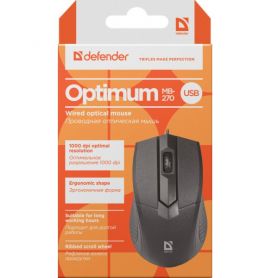 Миша для комп'ютера Defender Optimum дротова чорна
