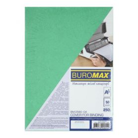 Обкладинка А-4 для палітурки 250гр.картонна під шкіру зелена BuroMax