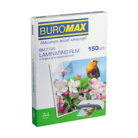 Плівка 150мкм глянц. для ламінування, А-4, 100арк (216х303) Buromax Плівка 150мкм глянц. для ламінування, А-4, 100арк (216х303) Buromax