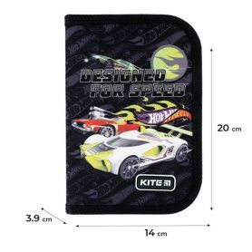 Пенал Kite Hot Wheels 1 відділення, 2 розворота, з наповненням 20х14х3,7см