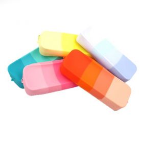 Пенал силиконовый на молнии Wave 21,5х7х3,5см ассорти