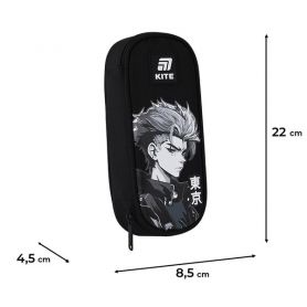 Пенал Kite на блискавці, овальний, органайзер, Anime Boy 22х8,5х4,5см