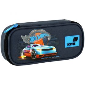 Пенал Kite на молнии, овальный Hot Wheels 21х8,5х5см