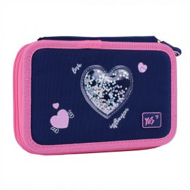 Пенал YES 2отделения без наполнения, Bright Hearts 21х13х4см