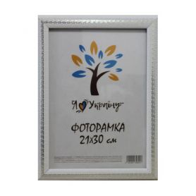Фоторамка А-4 21х30 белая с серебряной змейкой