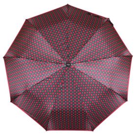 Парасолька жіноча de esse 3 складання, напівавтомат, в червоний горошок
