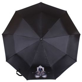 Зонт женский de esse 3 сложения, полуавтомат, черный, Кеды