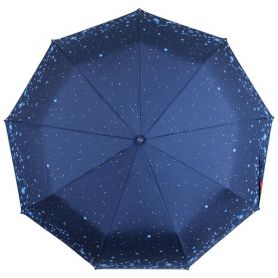 Парасолька жіноча de esse 3 складання, автомат, синій Сяйво