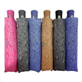 Парасолька жіноча 3 складання, напівавтомат візерунок Краплі дощу