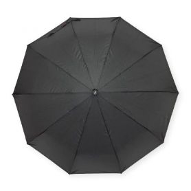 Парасолька чоловіча 3 складання, напівавтомат 10 спиць чорний