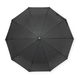 Парасолька чоловіча 3 складання, напівавтомат 10 спиць чорний