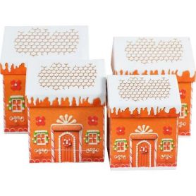 Коробка подарункова картон 15х15х18 см Новорічний Будиночок коричневий