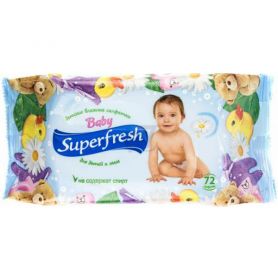 Салфетки влажные Super Fresh детские с клапаном 72шт