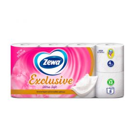 Папір туалетний рулон з гільзою 150 відривів 4-шаровий 8шт целюлозний Zewa Exclusive ultra soft