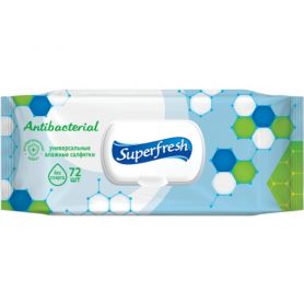 Серветки вологі Super Fresh Antibacterial з клапаном 72шт