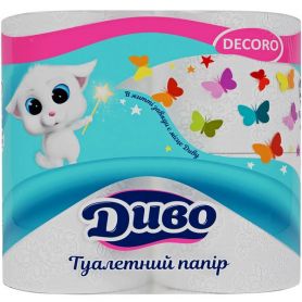 Туалетная бумага Диво Decoro бело-фиолетовая 2 слоя 4 рулона