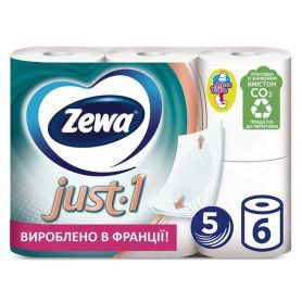 Папір туалетний рулон з гільзою 70 відривів 5-шаровий 6шт целюлозний Zewa Just