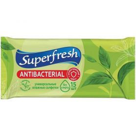 Серветки вологі Super Fresh Green Tea антибактеріальні 15шт