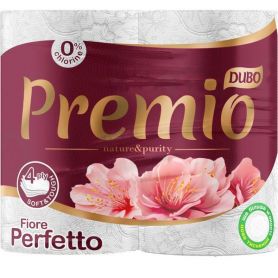 Папір туалетний рулон з гільзою 4шт 4-шаровий целюлозний Диво Premio Fiore Perfetto