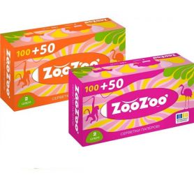 Салфетки бумажные ZooZoo 150 косметические (коробка)