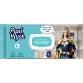 Серветки для прибирання, вологі універсальні 48шт, клапан Pani Blysk