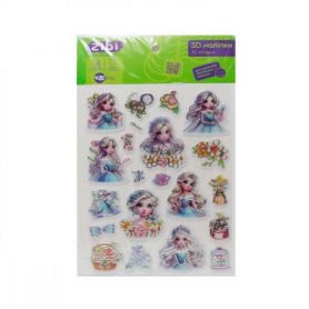 Наліпка 3D 19х14.5см Квіткові принцеси Zibi