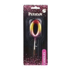 Свічка-цифра 0 райдужна, 4,5см Pelican