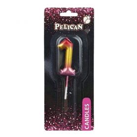 Свічка-цифра 1 райдужна, 4,5см Pelican