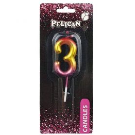 Свічка-цифра 3 райдужна, 4,5см Pelican