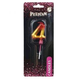 Свічка-цифра 4 райдужна, 4,5см Pelican