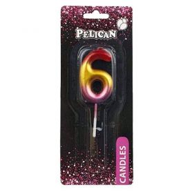 Свічка-цифра 6 райдужна, 4,5см Pelican