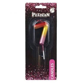 Свічка-цифра 7 райдужна, 4,5см Pelican