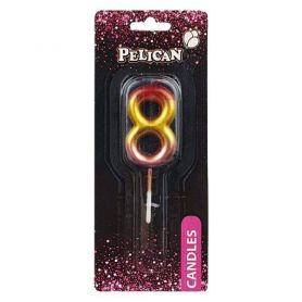 Свічка-цифра 8 райдужна, 4,5см Pelican