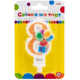 Свічка-цифра 8 із зображенням надувних кульок, 7,62 см Свічка-цифра 8 із зображенням надувних кульок, 7,62 см