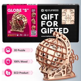 Конструктор дерев'яний Глобус, механічна 3D-модель 17,5*12*18,6