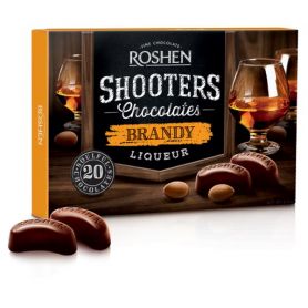 Цукерки шоколадні Рошен Shooters з бренді-лікером 150г Цукерки шоколадні Рошен Shooters з бренді-лікером 150г