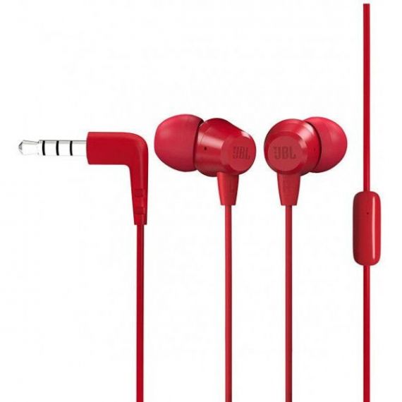 Навушники JBL C50HI дротові вакуумні червоні