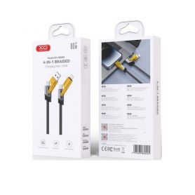 Кабель XO NB283 Braided Flat Type-C/USB-A to TYPE-C/Lightning - 4-in-1 - 60W - 1m Black