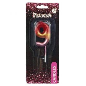Свічка-цифра 9 райдужна, 4,5см Pelican